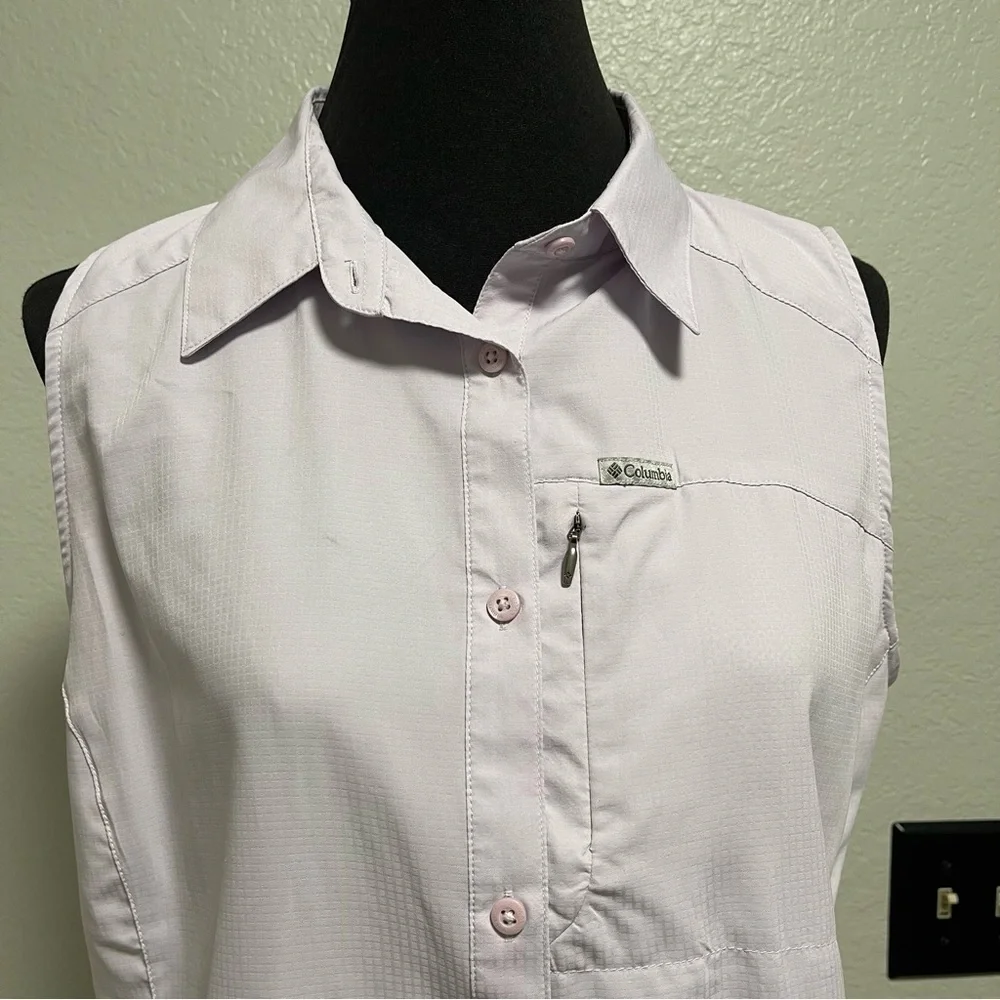 Columbia Omni-Shade Collared Hiking camp outdoor Sleeveless Top Large Purple